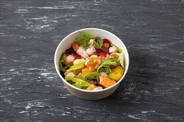 Салат с форелью и креветкой